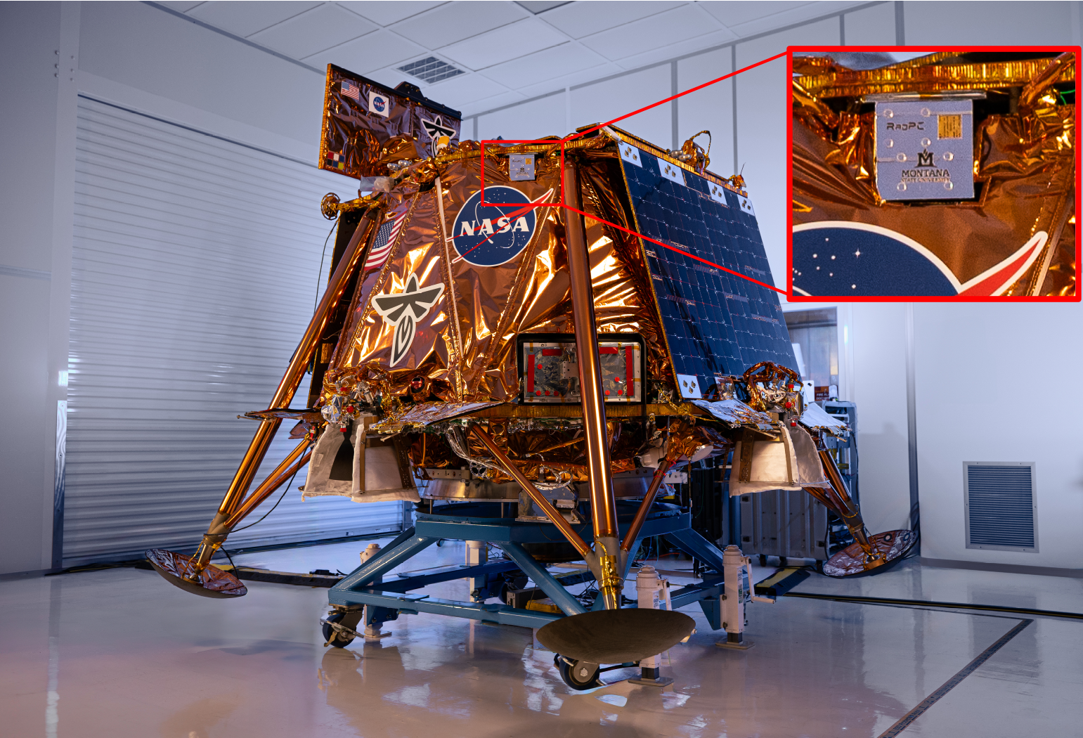 glamour shot of the BGM1 lander with a callout for RadPC