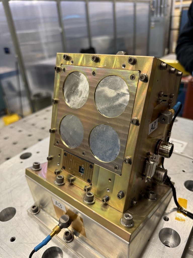 SFXTI on the vibration table for testing